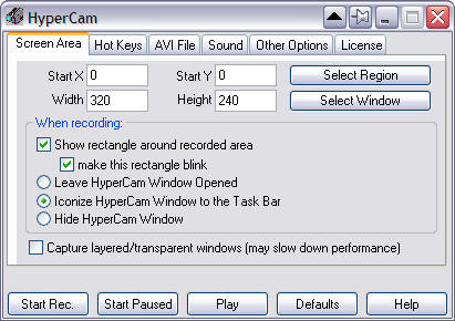 AVI screen & sound capture for Windows